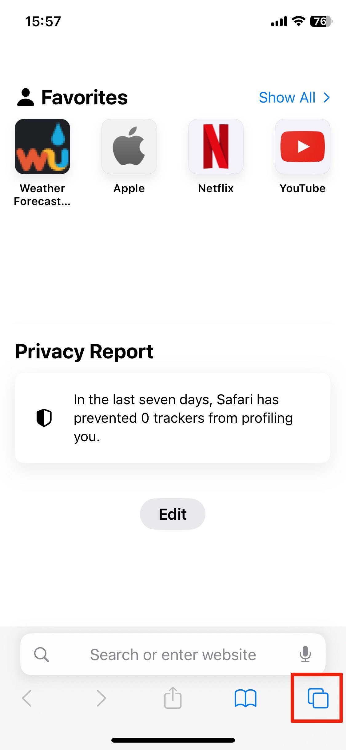 Screenshot: Safari auf dem iPhone privat öffnen (Inkognito-Modus)
